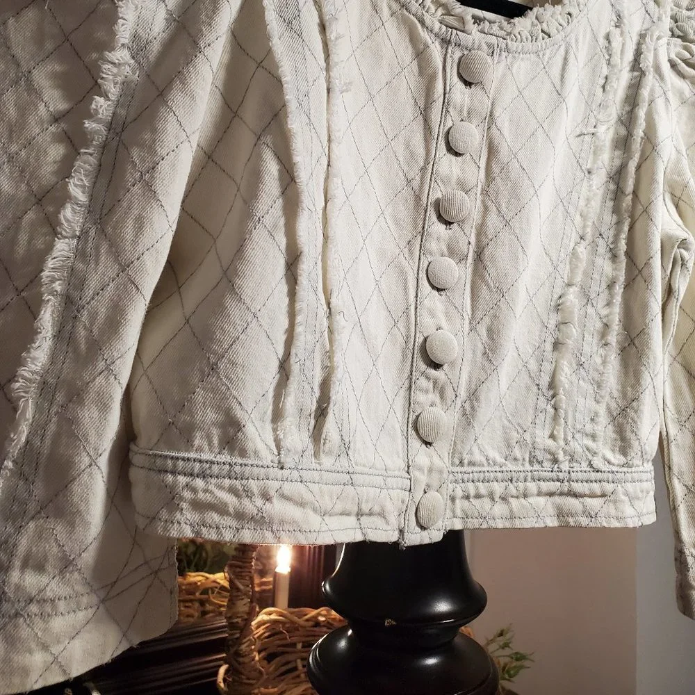 LoveShackFancy Elmont Denim Jacket Small/Medium - Picture 4 of 14